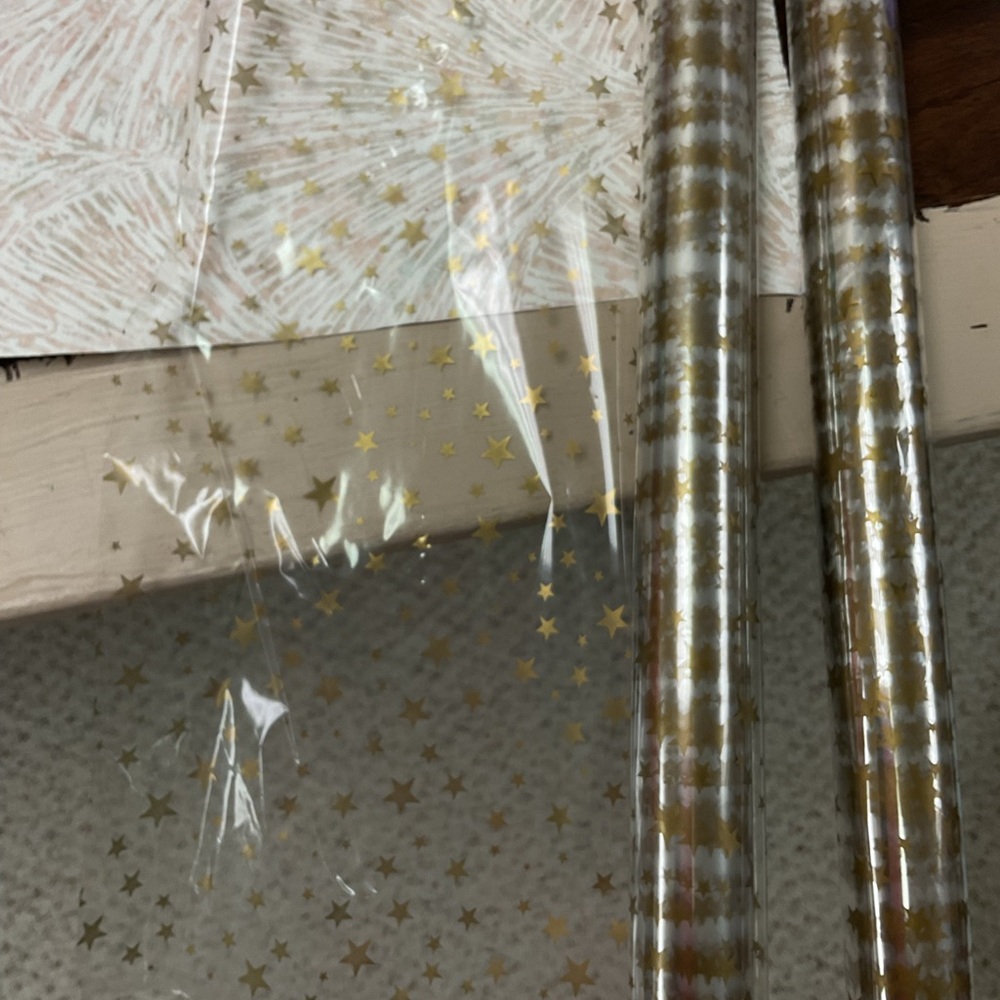 Gold Star Party Clear Wrapping Paper